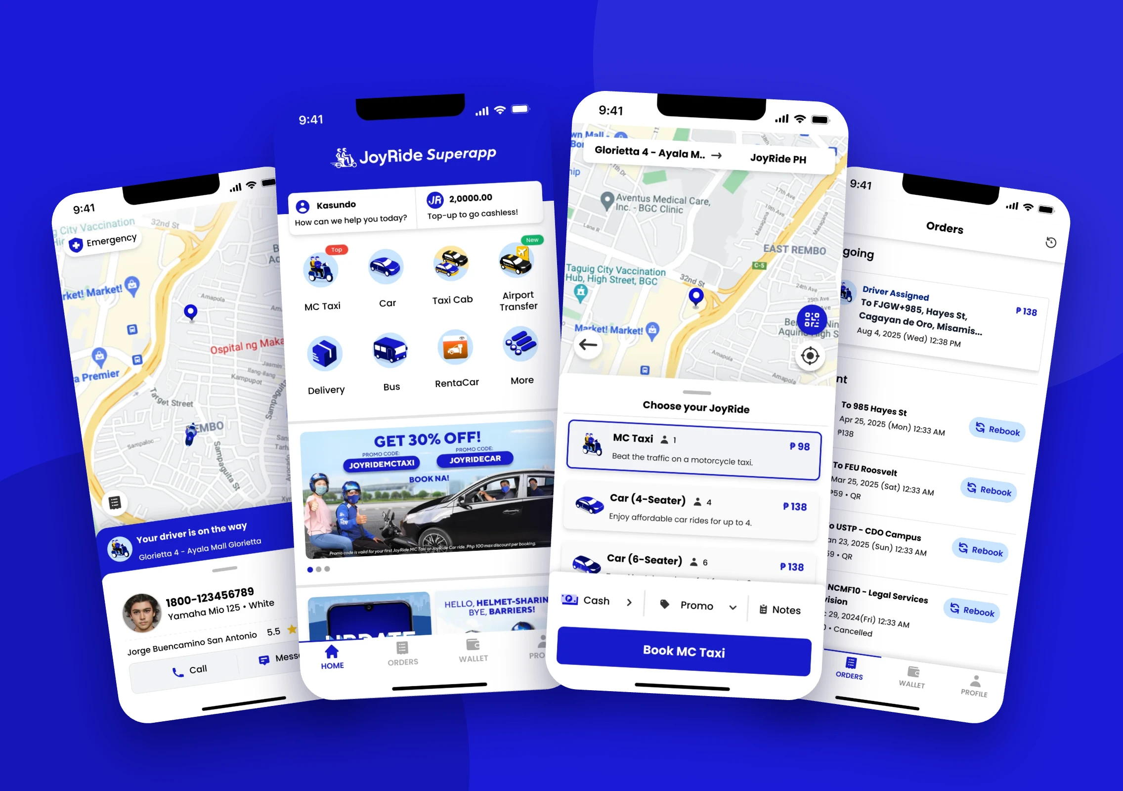 Joyride Superapp screens
