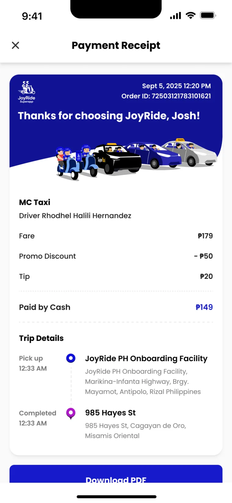 Payment receipt