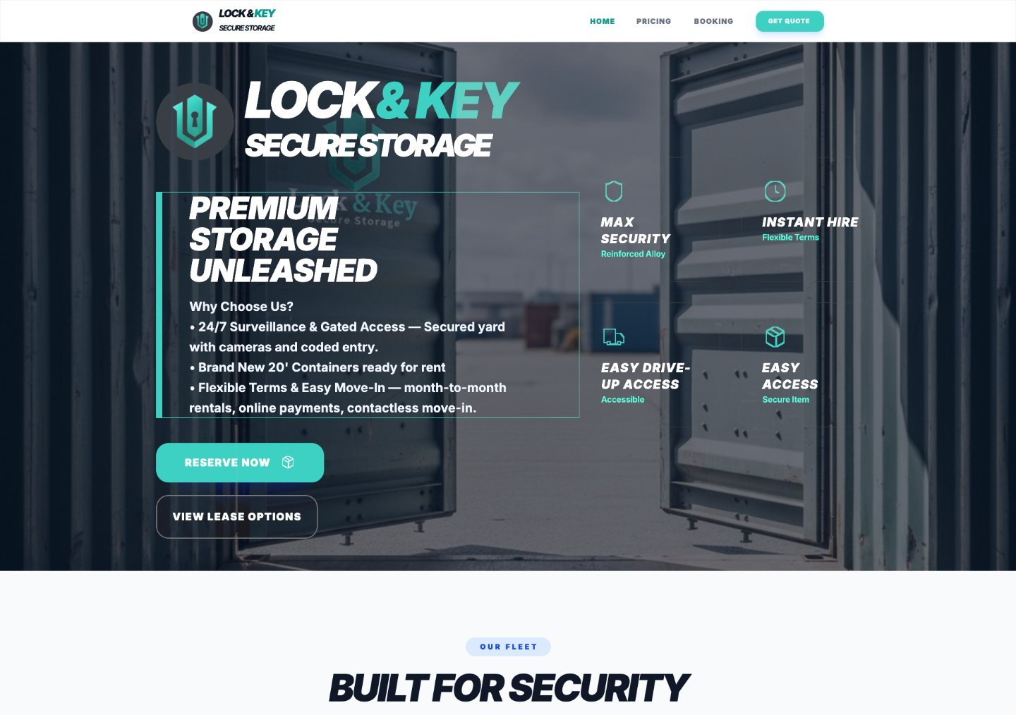 Lock & Key Secure Storage website