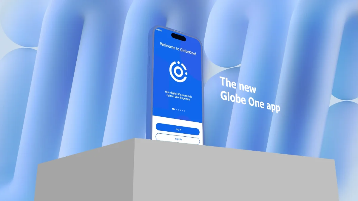 The new GlobeOne app on a pedestal