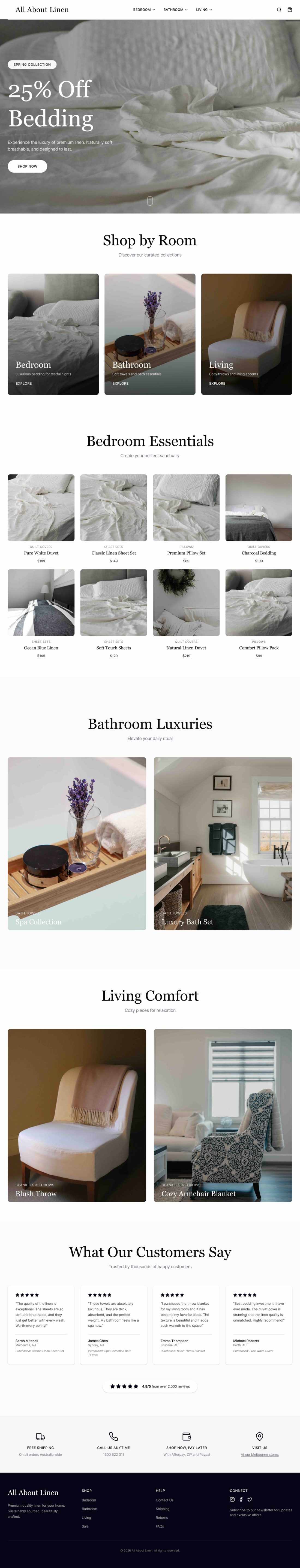 All About Linen website