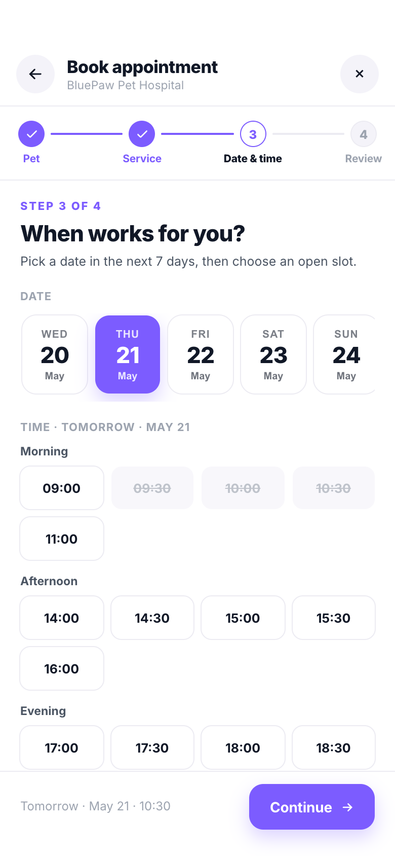 BestBuds booking screen